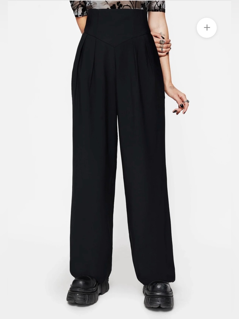 NWT Disturbia Brenna Corset High Waist Wide Leg Trouser Goth Black Sz 8
